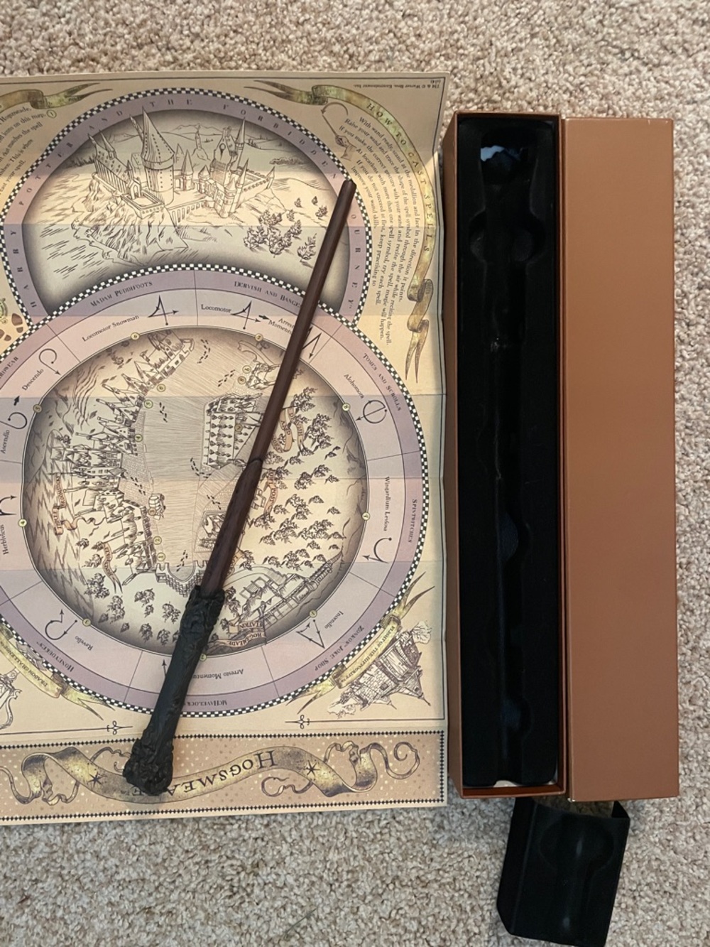 Harry Potter Wizard Wand in Box with Map. Interactive